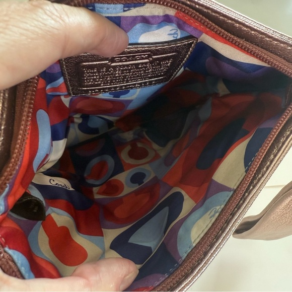 Authentic COACH Rose Metallic Leather Foldover Mini Purse Bag Clutch - Picture 7 of 8